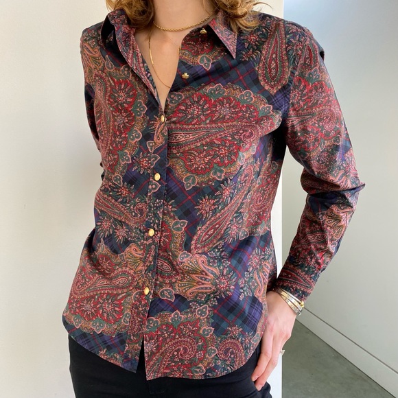 Vintage Chaps Paisley Button Down - Size PL (EUC) - Picture 3 of 8